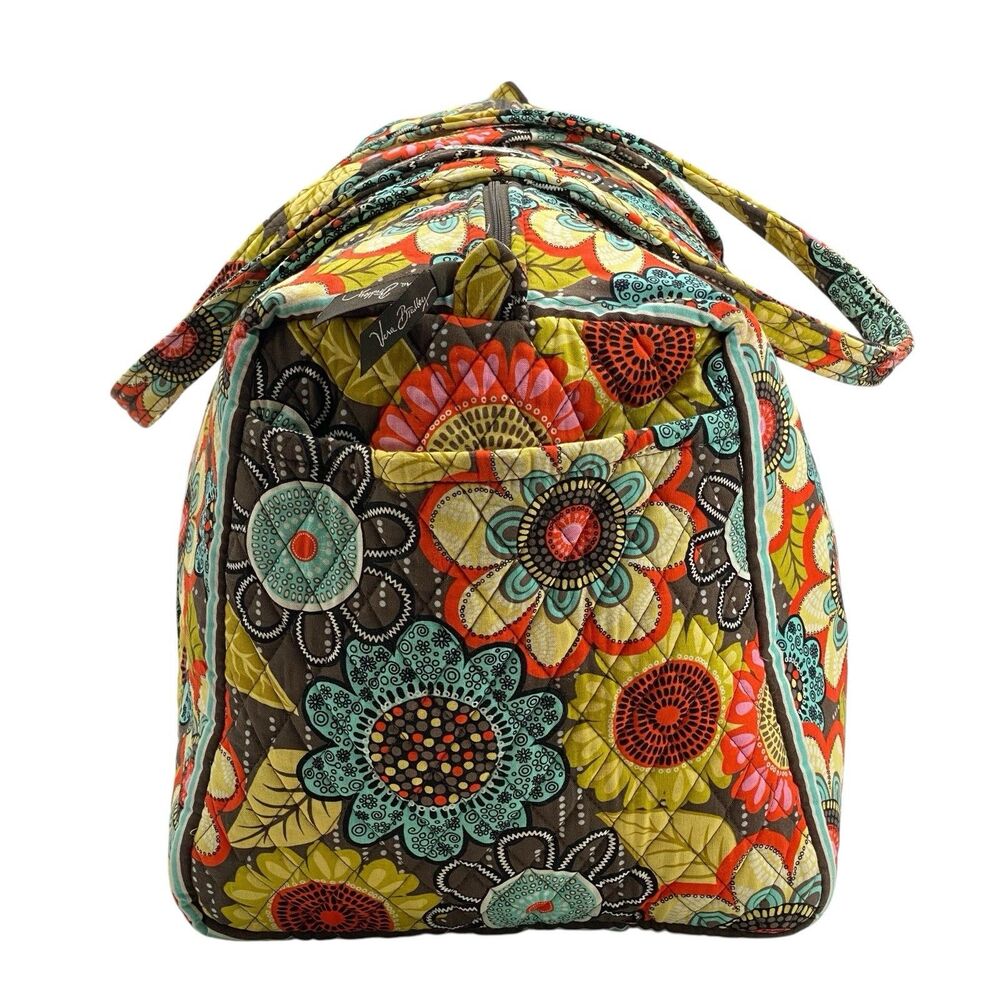 Vera Bradley Large Duffle Bag Weekender Overnight Travel Bag in Flower Shower - Picture 3 of 14